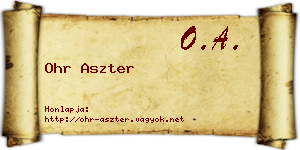 Ohr Aszter névjegykártya